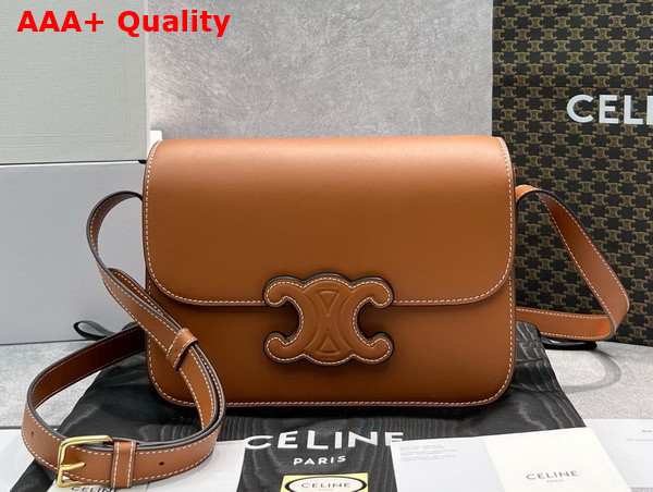 Celine Medium Bag Cuir Triomphe in Natural Calfskin Tan Replica