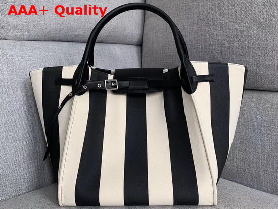 Celine Medium Big Bag in Large Striped Textile Black and White Replica