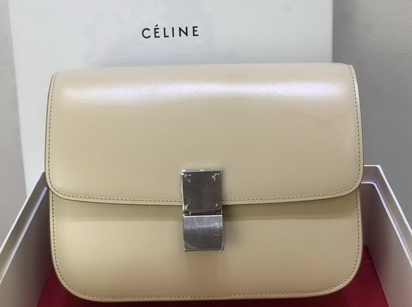 Celine Medium Box Bag Beige Box Calfskin Silver Hardware For Sale