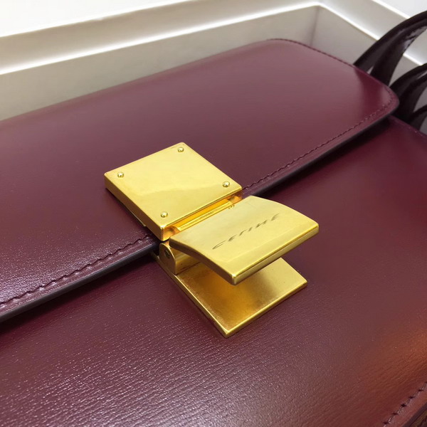 Celine Medium Box Bag Bordeaux Box Calfskin Gold Hardware For Sale