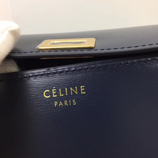 Celine Medium Box Bag Navy Blue Box Calfskin Gold Hardware For Sale