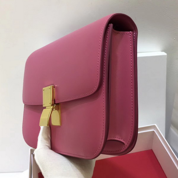 Celine Medium Box Bag Pink Box Calfskin Gold Hardware For Sale