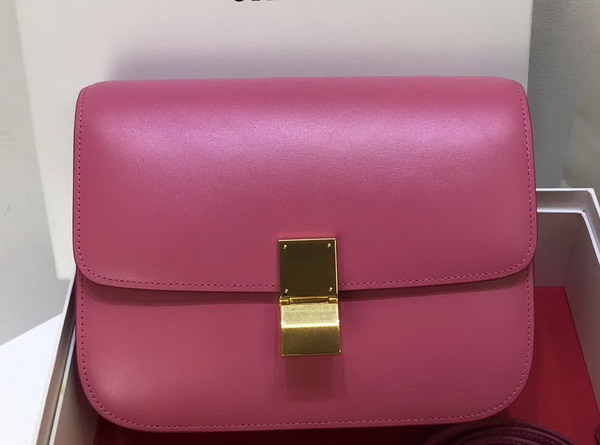 Celine Medium Box Bag Pink Box Calfskin Gold Hardware For Sale