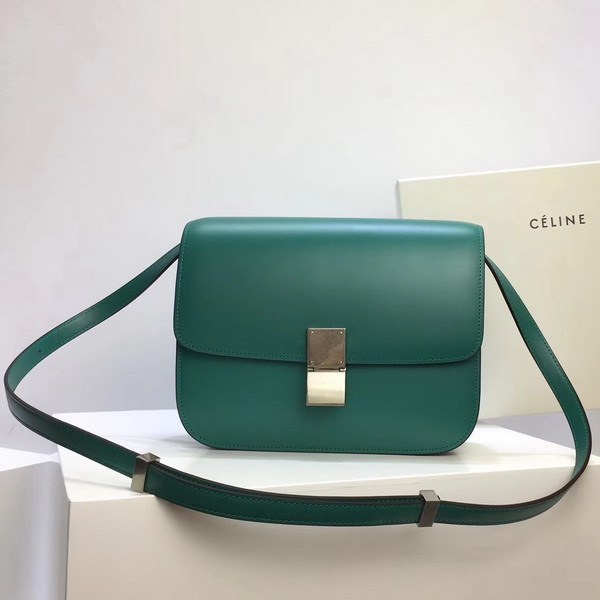 Celine Medium Box Bag Turquoise Box Calfskin Silver Hardware For Sale