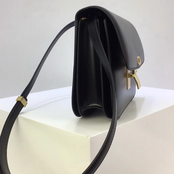 Celine Medium Box Bag in Black Box Calfskin Gold Hardware For Sale