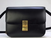 Celine Medium Box Bag in Black Box Calfskin Gold Hardware For Sale