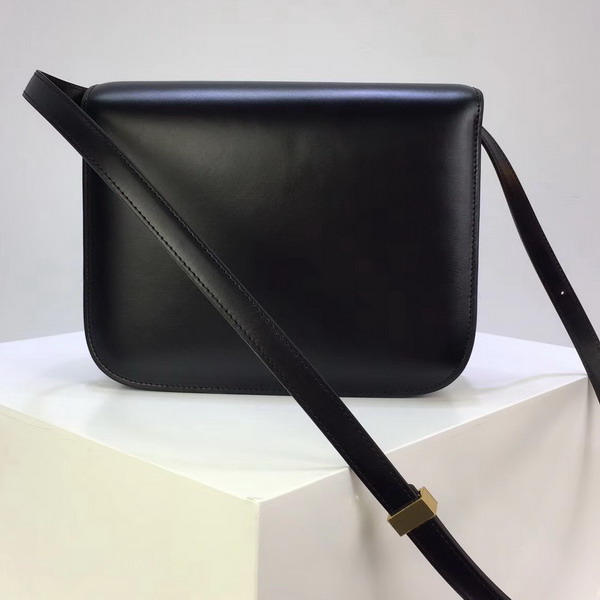 Celine Medium Box Bag in Black Box Calfskin Gold Hardware For Sale