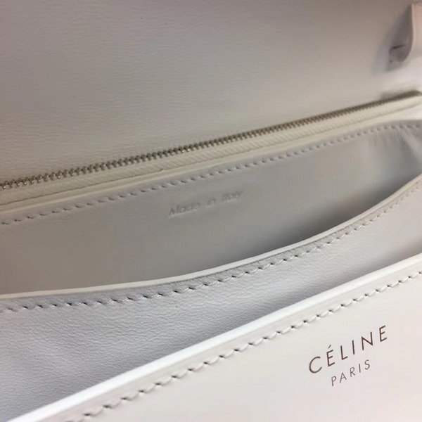 Celine Medium Box Bag in White Box Leather with Silver Hardwares For Sale