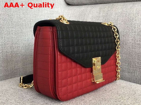 Celine Medium C Bag in Bicolour Quilted Calfskin Red and Black Replica