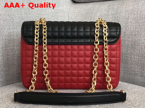 Celine Medium C Bag in Bicolour Quilted Calfskin Red and Black Replica