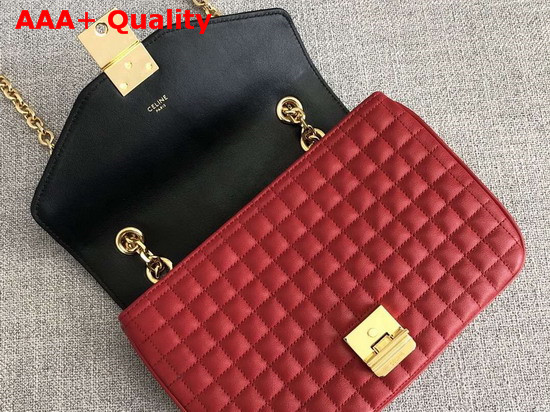 Celine Medium C Bag in Bicolour Quilted Calfskin Red and Black Replica