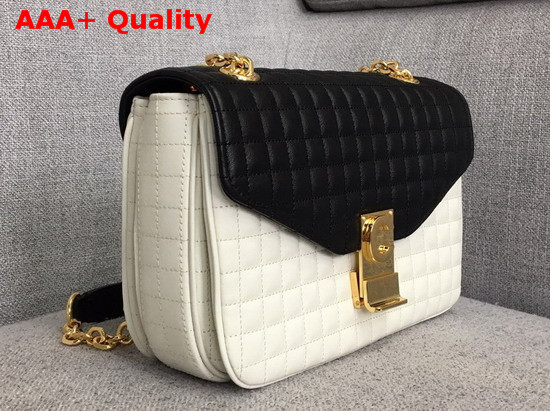 Celine Medium C Bag in Bicolour Quilted Calfskin White and Black Replica