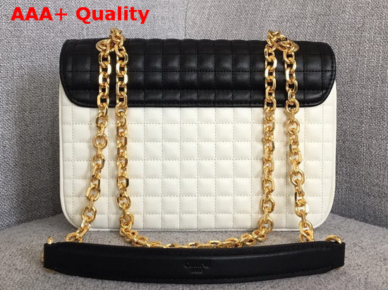 Celine Medium C Bag in Bicolour Quilted Calfskin White and Black Replica