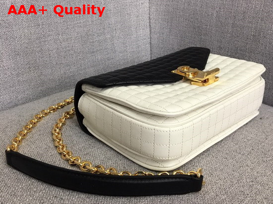 Celine Medium C Bag in Bicolour Quilted Calfskin White and Black Replica