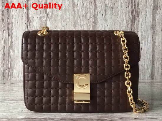 Celine Medium C Bag in Brown Quilted Calfskin Replica