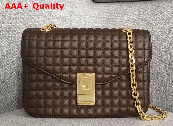 Celine Medium C Bag in Khaki Quilted Calfskin Replica