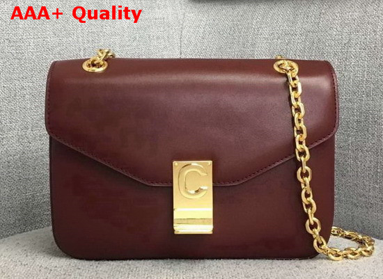 Celine Medium C Bag in Light Burgundy Shiny Calfskin Replica