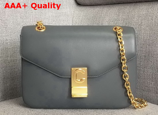 Celine Medium C Bag in Medium Grey Shiny Calfskin Replica