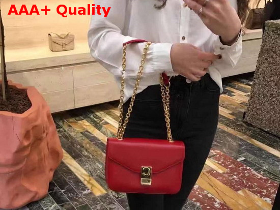 Celine Medium C Bag in Red Shiny Calfskin Replica