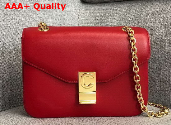 Celine Medium C Bag in Red Shiny Calfskin Replica