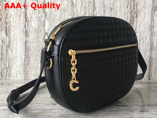 Celine Medium C Charm Bag in Black Quilted Calfskin Replica