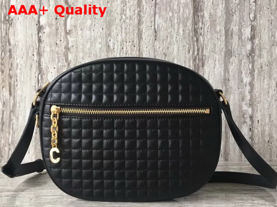 Celine Medium C Charm Bag in Black Quilted Calfskin Replica