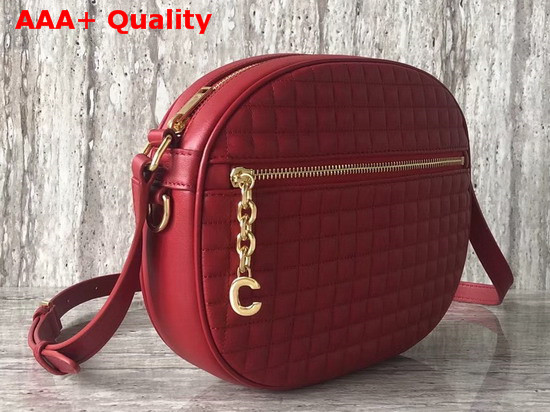 Celine Medium C Charm Bag in Red Quilted Calfskin Replica