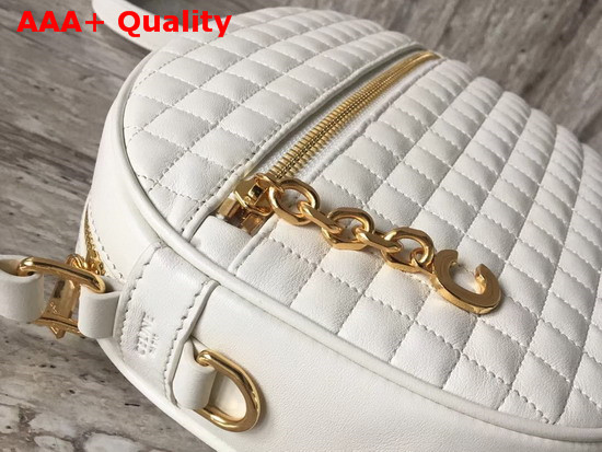 Celine Medium C Charm Bag in White Quilted Calfskin Replica