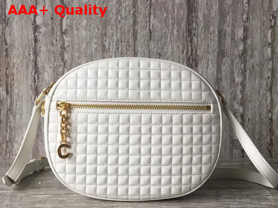 Celine Medium C Charm Bag in White Quilted Calfskin Replica