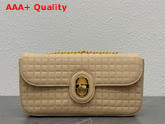 Celine Medium Chain Sulky Bag in Beige Quilted Lambskin Replica