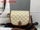 Celine Medium Folco Bag in Triomphe Canvas and Calfskin White Replica