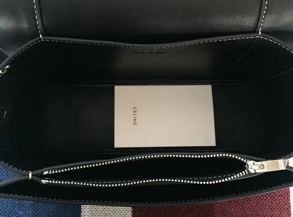 Celine Medium Frame Shoulder Bag in Black and White Shiny Smooth Calfskin and Textile for Sale