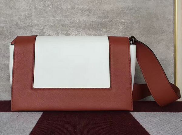 Celine Medium Frame Shoulder Bag in Burnt Red and White Shiny Smooth Calfskin for Sale