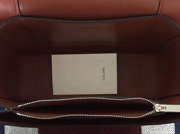 Celine Medium Frame Shoulder Bag in Burnt Red and White Shiny Smooth Calfskin for Sale