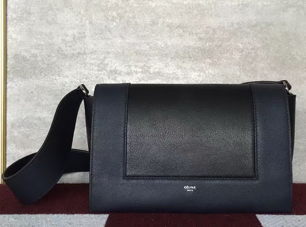 Celine Medium Frame Shoulder Bag in Navy and Black Shiny Smooth Calfskin for Sale