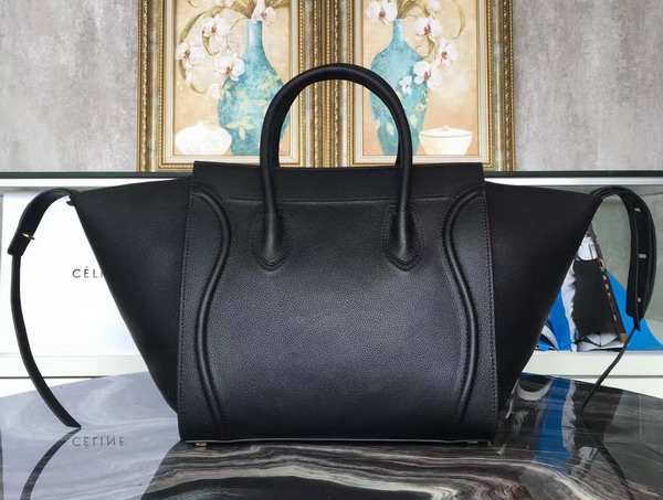 Celine Medium Luggage Phantom Handbag in Black Grained Calfskin for Sale