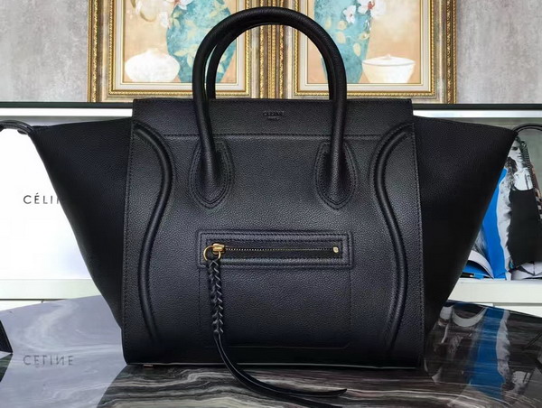 Celine Medium Luggage Phantom Handbag in Black Grained Calfskin for Sale