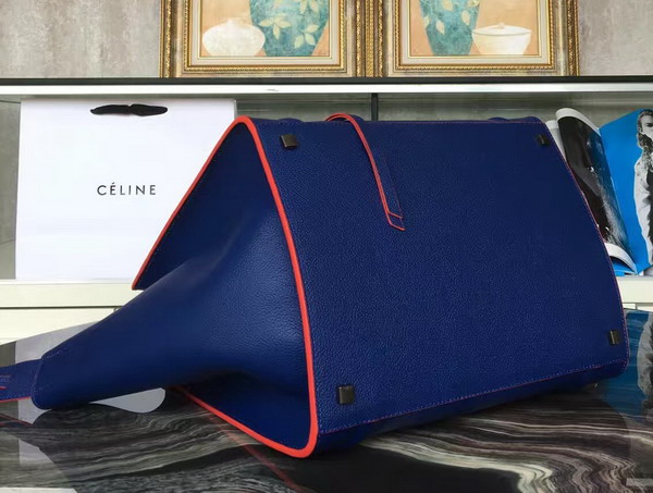 Celine Medium Luggage Phantom Handbag in Blue Grained Calfskin for Sale