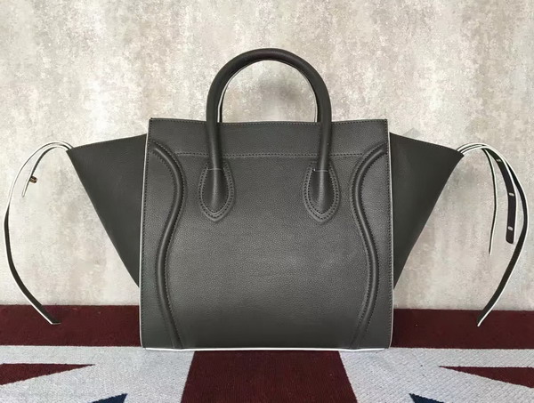 Celine Medium Luggage Phantom Handbag in Dark Grey Grained Calfskin for Sale