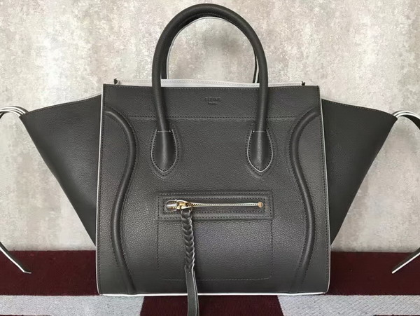 Celine Medium Luggage Phantom Handbag in Dark Grey Grained Calfskin for Sale