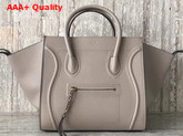 Celine Medium Luggage Phantom Handbag in Light Grey Grained Calfskin Replica