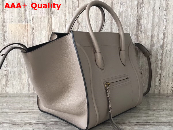 Celine Medium Luggage Phantom Handbag in Light Grey Grained Calfskin Replica