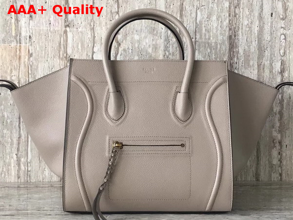 Celine Medium Luggage Phantom Handbag in Light Grey Grained Calfskin Replica