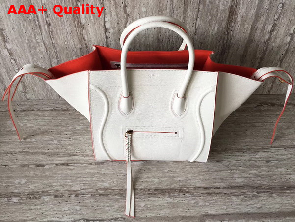 Celine Medium Luggage Phantom Handbag in White Grained Calfskin Replica