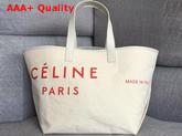 Celine Medium Made in Tote in Textile Natural and Red Replica