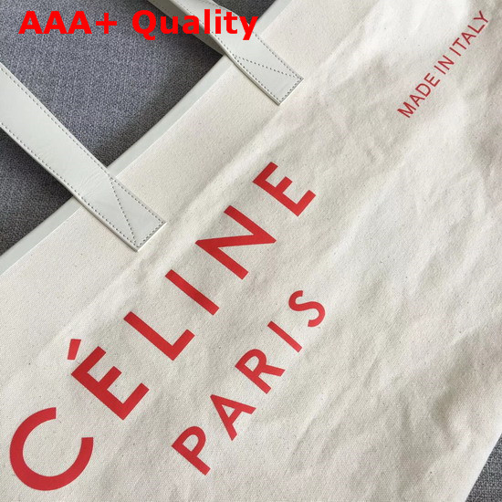 Celine Medium Made in Tote in Textile Natural and Red Replica