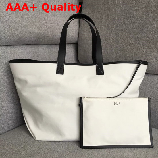 Celine Medium Made in Tote in Textile White and Black Replica