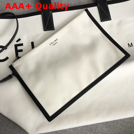 Celine Medium Made in Tote in Textile White and Black Replica