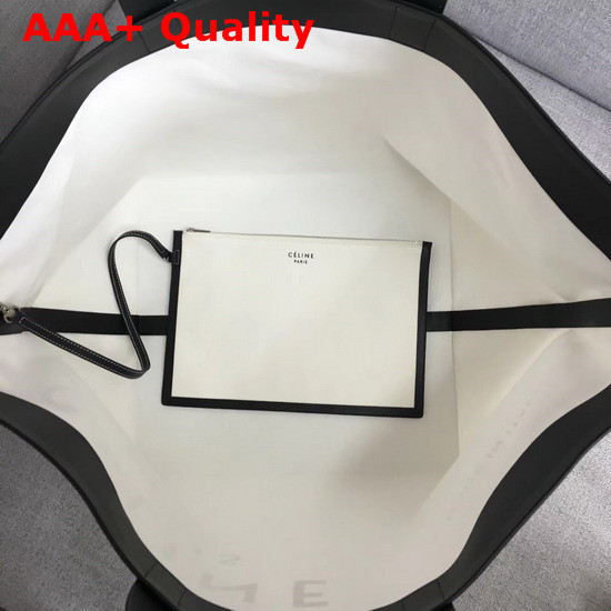 Celine Medium Made in Tote in Textile White and Black Replica