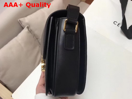 Celine Medium Triomphe Bag in Black Shiny Calfskin Replica